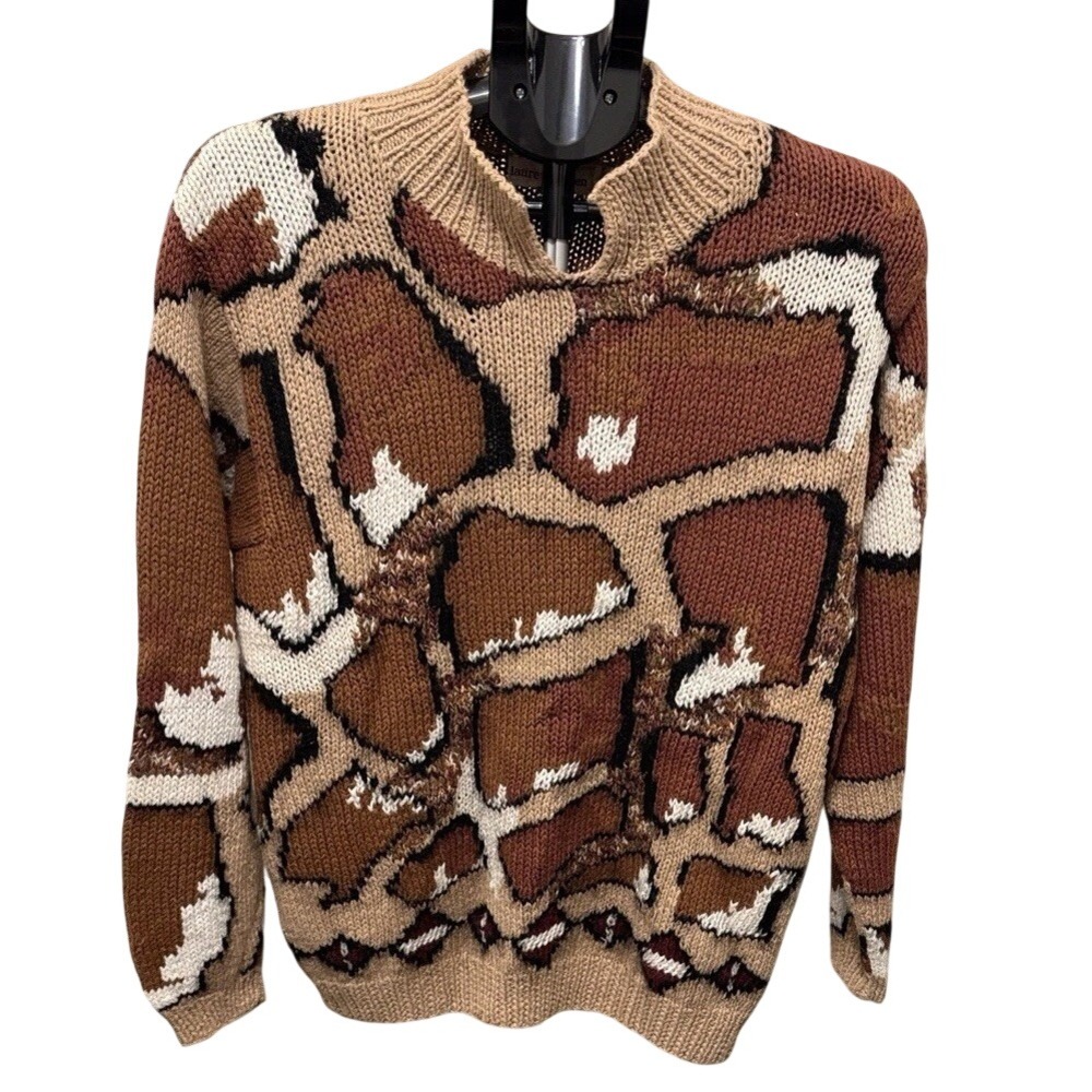 Lauren Hansen Vintage Chunky Knit Sweater 55% Ramie BOHO‎ Retro Size S Abstract